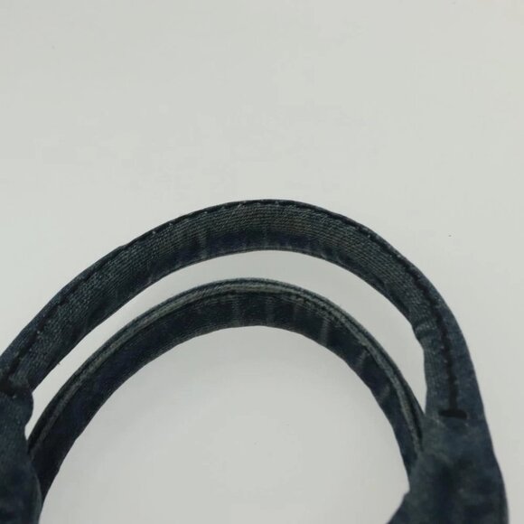 PRADA Canapa GM Hand Bag Denim Blue Gold Auth 139546 - Picture 9 of 16